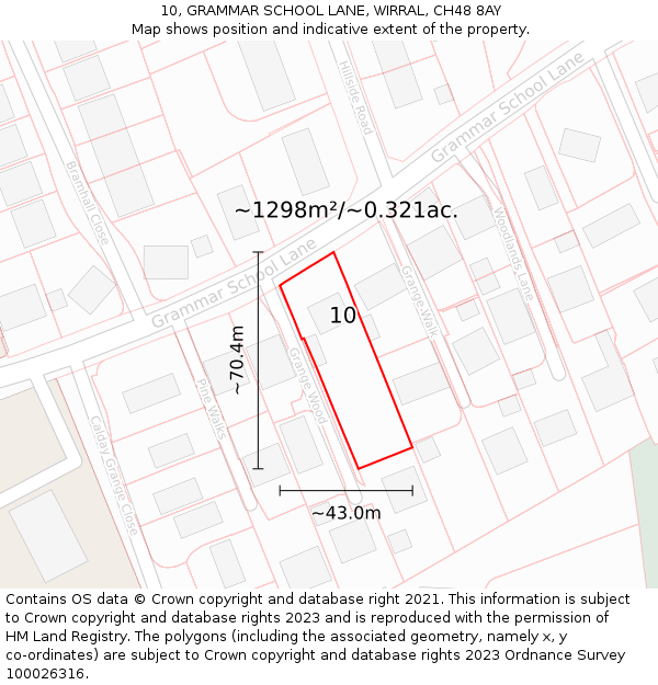10, GRAMMAR SCHOOL LANE, WIRRAL, CH48 8AY: Plot and title map