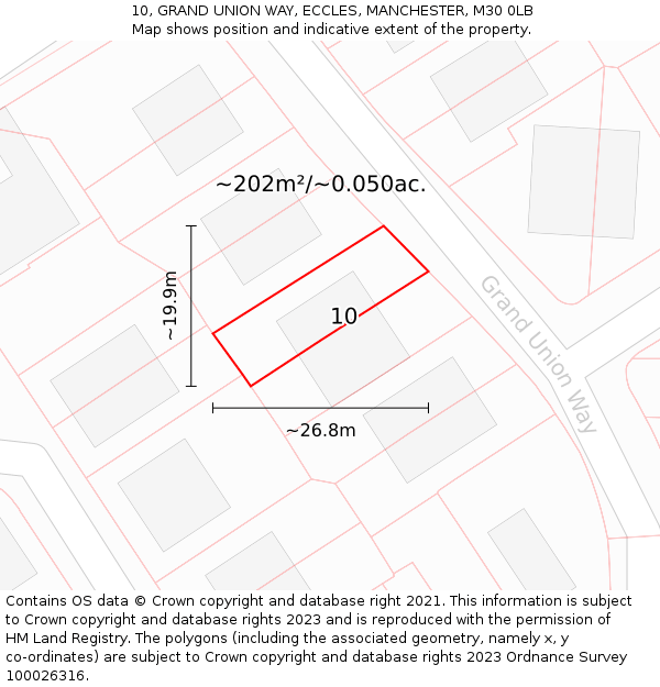 10, GRAND UNION WAY, ECCLES, MANCHESTER, M30 0LB: Plot and title map