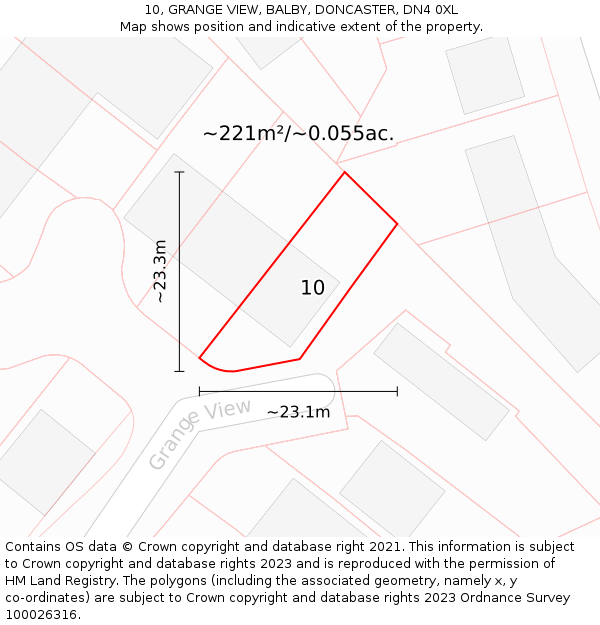 10, GRANGE VIEW, BALBY, DONCASTER, DN4 0XL: Plot and title map