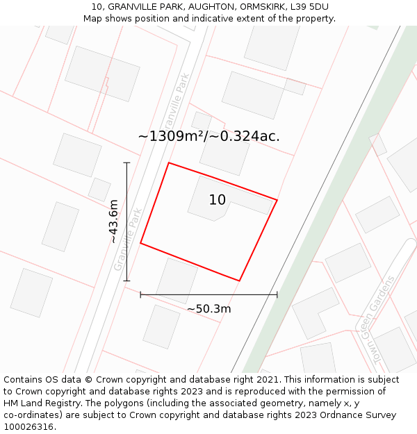 10, GRANVILLE PARK, AUGHTON, ORMSKIRK, L39 5DU: Plot and title map