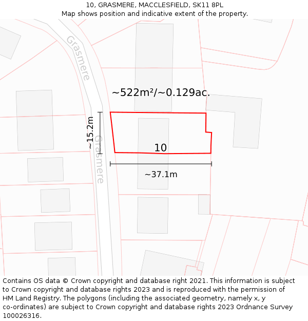10, GRASMERE, MACCLESFIELD, SK11 8PL: Plot and title map
