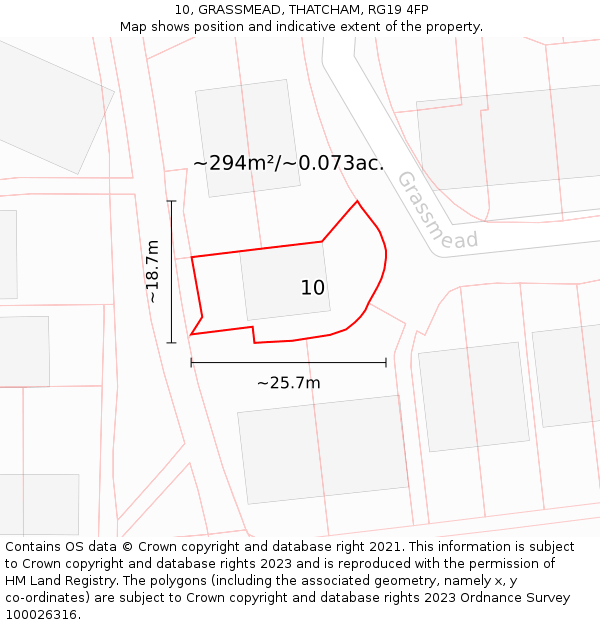 10, GRASSMEAD, THATCHAM, RG19 4FP: Plot and title map