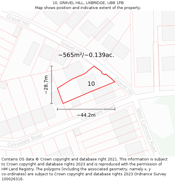 10, GRAVEL HILL, UXBRIDGE, UB8 1PB: Plot and title map