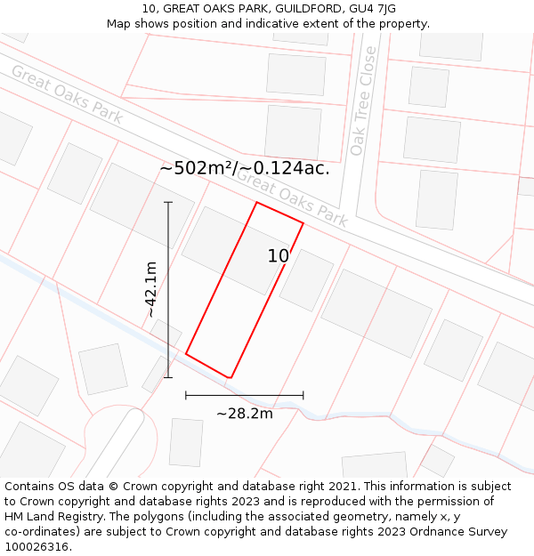 10, GREAT OAKS PARK, GUILDFORD, GU4 7JG: Plot and title map