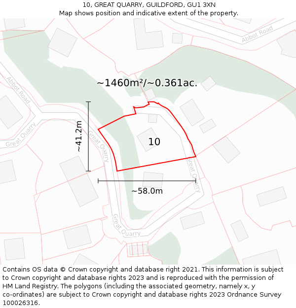 10, GREAT QUARRY, GUILDFORD, GU1 3XN: Plot and title map