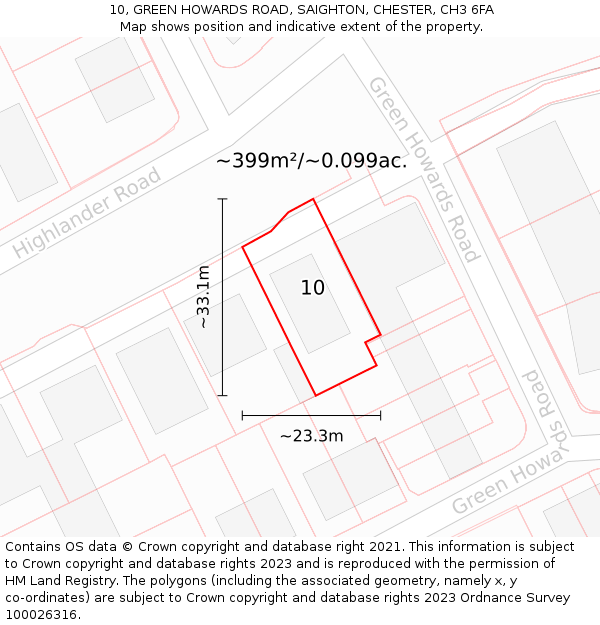 10, GREEN HOWARDS ROAD, SAIGHTON, CHESTER, CH3 6FA: Plot and title map