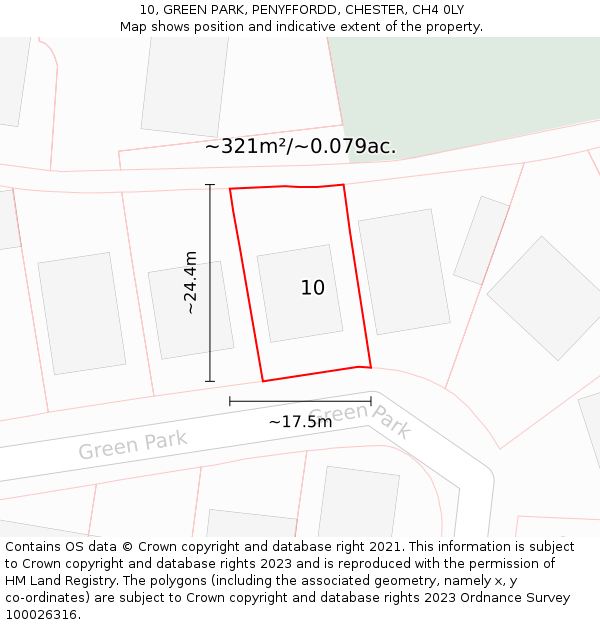 10, GREEN PARK, PENYFFORDD, CHESTER, CH4 0LY: Plot and title map