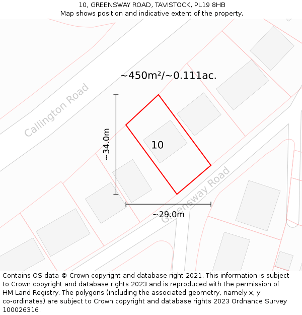 10, GREENSWAY ROAD, TAVISTOCK, PL19 8HB: Plot and title map