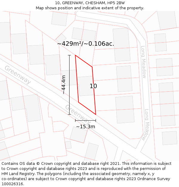 10, GREENWAY, CHESHAM, HP5 2BW: Plot and title map