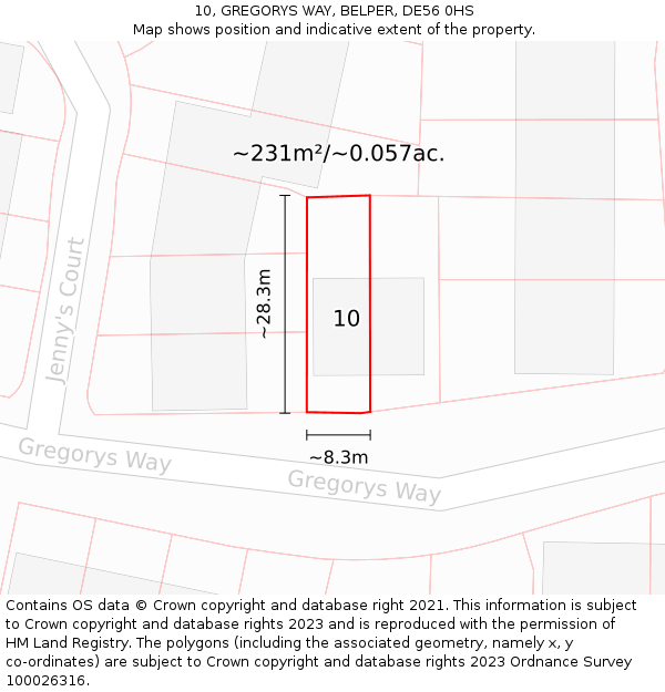 10, GREGORYS WAY, BELPER, DE56 0HS: Plot and title map