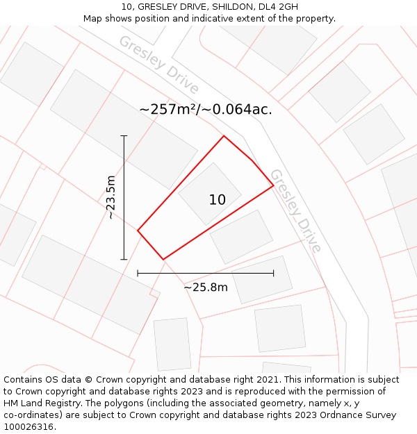 10, GRESLEY DRIVE, SHILDON, DL4 2GH: Plot and title map