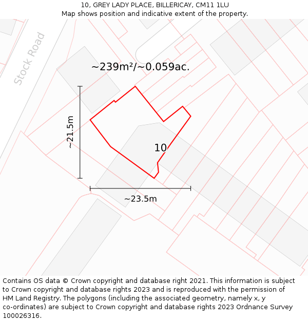 10, GREY LADY PLACE, BILLERICAY, CM11 1LU: Plot and title map