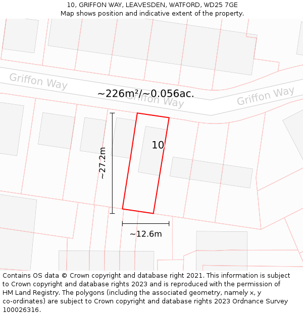 10, GRIFFON WAY, LEAVESDEN, WATFORD, WD25 7GE: Plot and title map