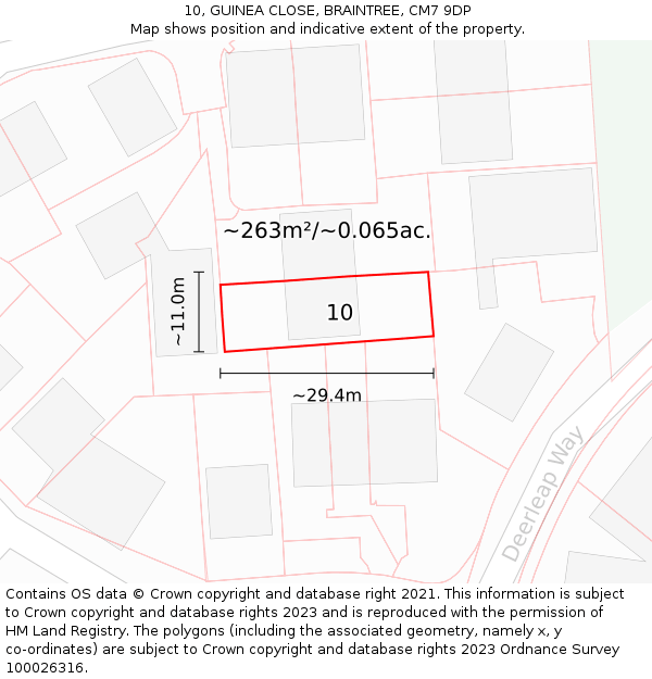 10, GUINEA CLOSE, BRAINTREE, CM7 9DP: Plot and title map