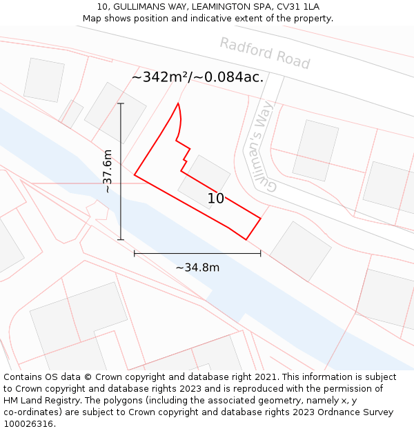 10, GULLIMANS WAY, LEAMINGTON SPA, CV31 1LA: Plot and title map