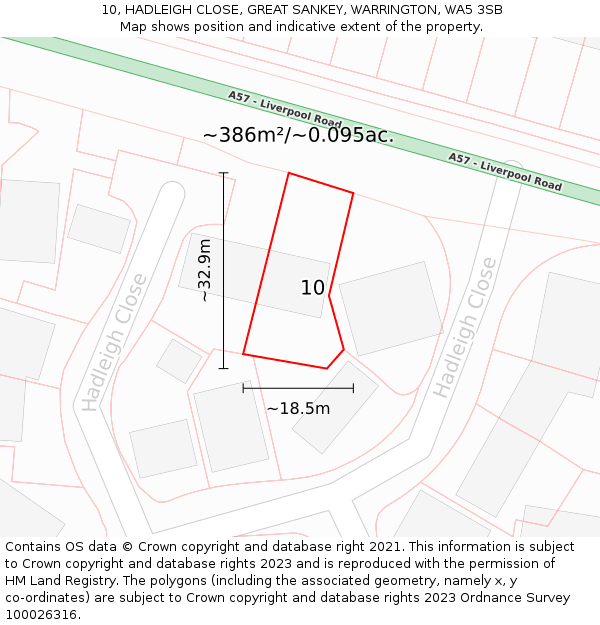 10, HADLEIGH CLOSE, GREAT SANKEY, WARRINGTON, WA5 3SB: Plot and title map