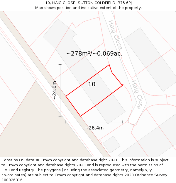 10, HAIG CLOSE, SUTTON COLDFIELD, B75 6PJ: Plot and title map