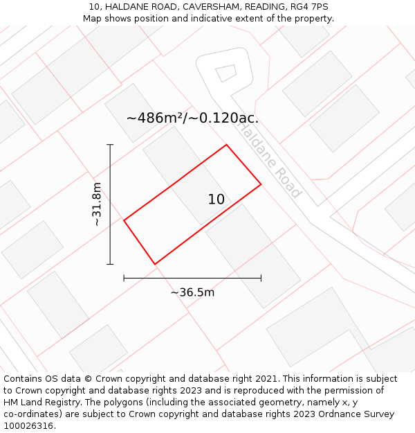 10, HALDANE ROAD, CAVERSHAM, READING, RG4 7PS: Plot and title map