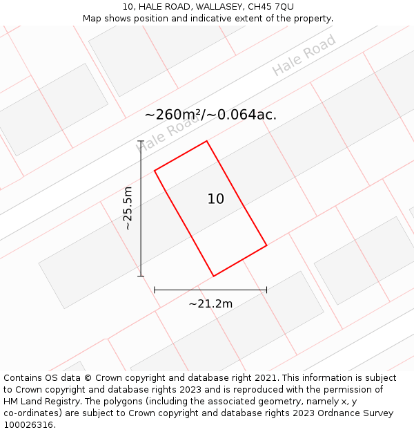 10, HALE ROAD, WALLASEY, CH45 7QU: Plot and title map