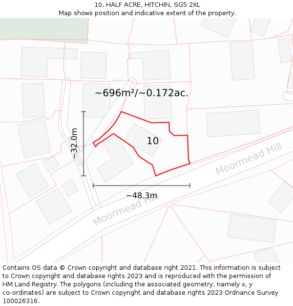 10, HALF ACRE, HITCHIN, SG5 2XL: Plot and title map