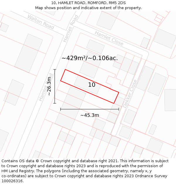 10, HAMLET ROAD, ROMFORD, RM5 2DS: Plot and title map