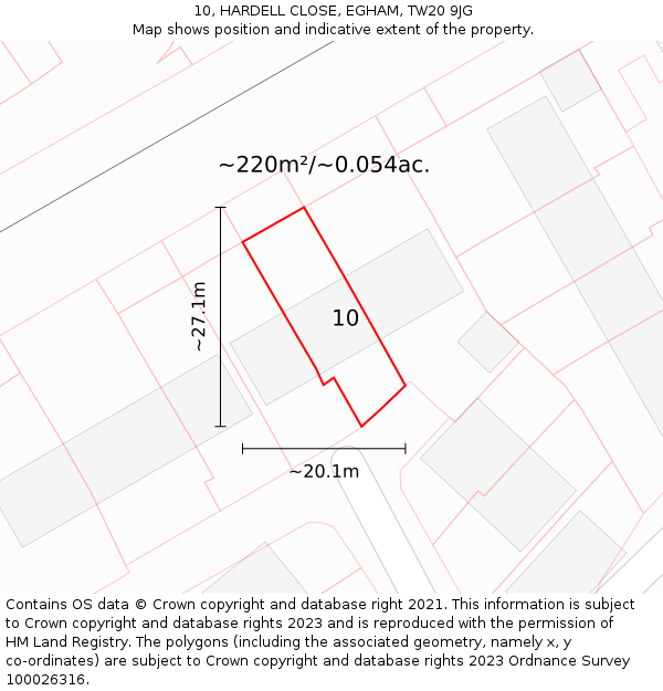 10, HARDELL CLOSE, EGHAM, TW20 9JG: Plot and title map