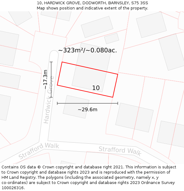 10, HARDWICK GROVE, DODWORTH, BARNSLEY, S75 3SS: Plot and title map