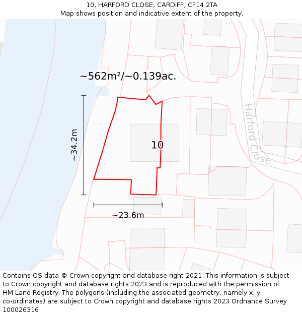 10, HARFORD CLOSE, CARDIFF, CF14 2TA: Plot and title map