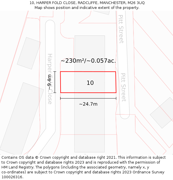10, HARPER FOLD CLOSE, RADCLIFFE, MANCHESTER, M26 3UQ: Plot and title map