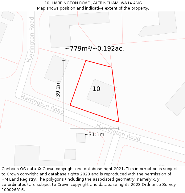 10, HARRINGTON ROAD, ALTRINCHAM, WA14 4NG: Plot and title map
