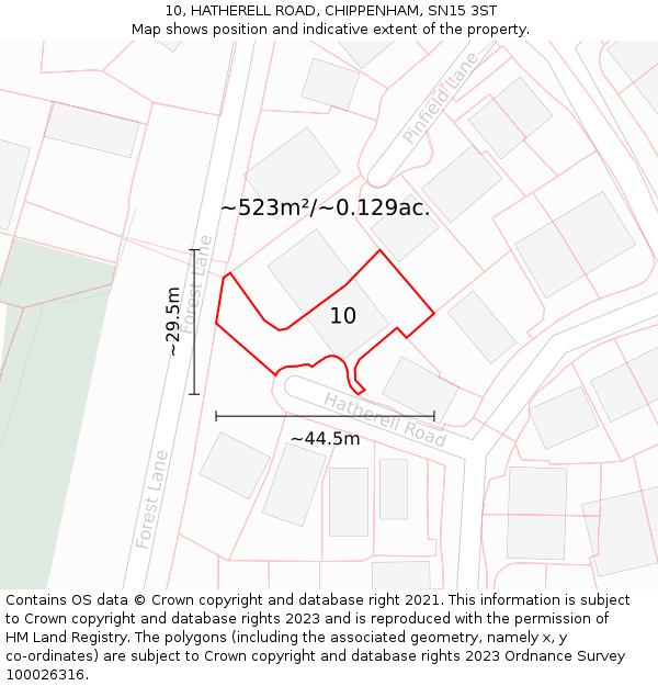 10, HATHERELL ROAD, CHIPPENHAM, SN15 3ST: Plot and title map