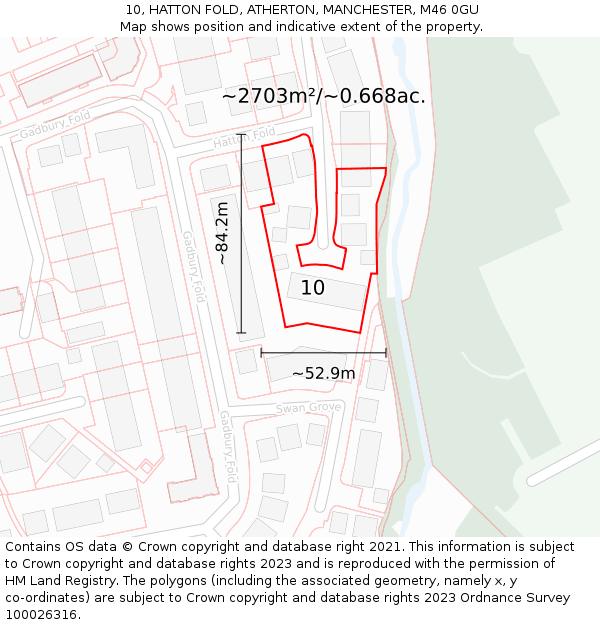 10, HATTON FOLD, ATHERTON, MANCHESTER, M46 0GU: Plot and title map