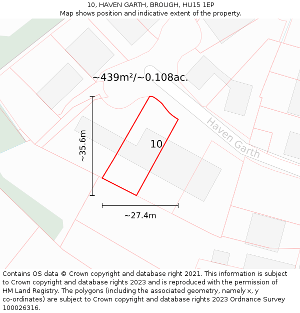 10, HAVEN GARTH, BROUGH, HU15 1EP: Plot and title map