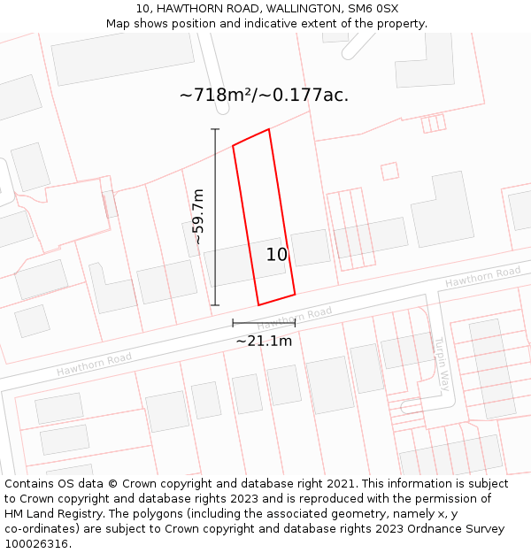 10, HAWTHORN ROAD, WALLINGTON, SM6 0SX: Plot and title map