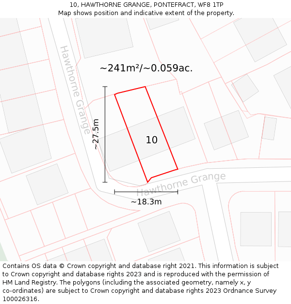 10, HAWTHORNE GRANGE, PONTEFRACT, WF8 1TP: Plot and title map