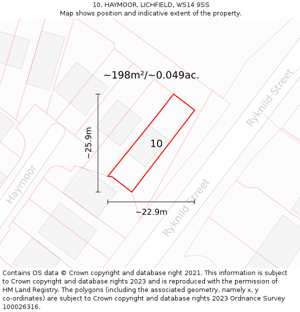 10, HAYMOOR, LICHFIELD, WS14 9SS: Plot and title map