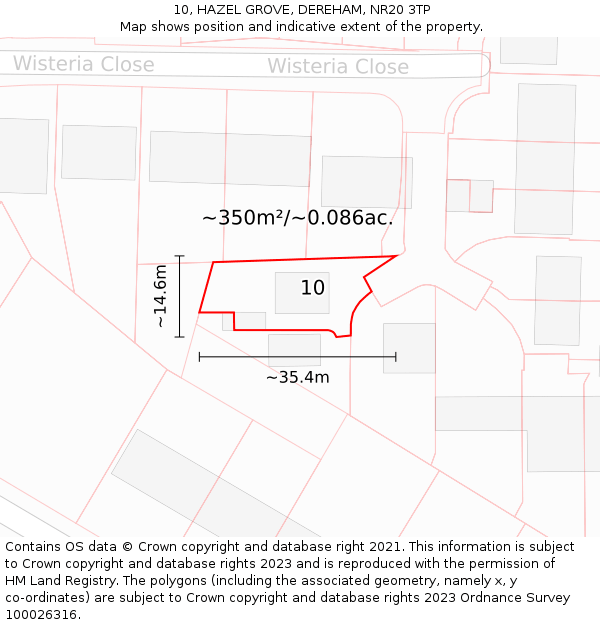 10, HAZEL GROVE, DEREHAM, NR20 3TP: Plot and title map