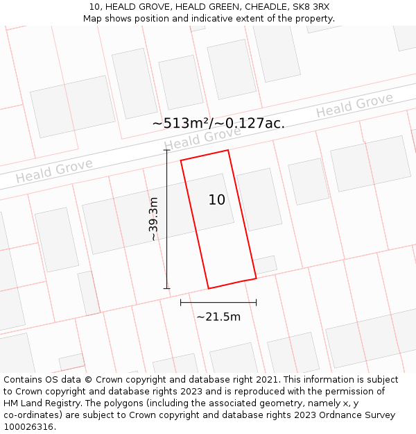 10, HEALD GROVE, HEALD GREEN, CHEADLE, SK8 3RX: Plot and title map
