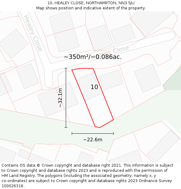 10, HEALEY CLOSE, NORTHAMPTON, NN3 5JU: Plot and title map