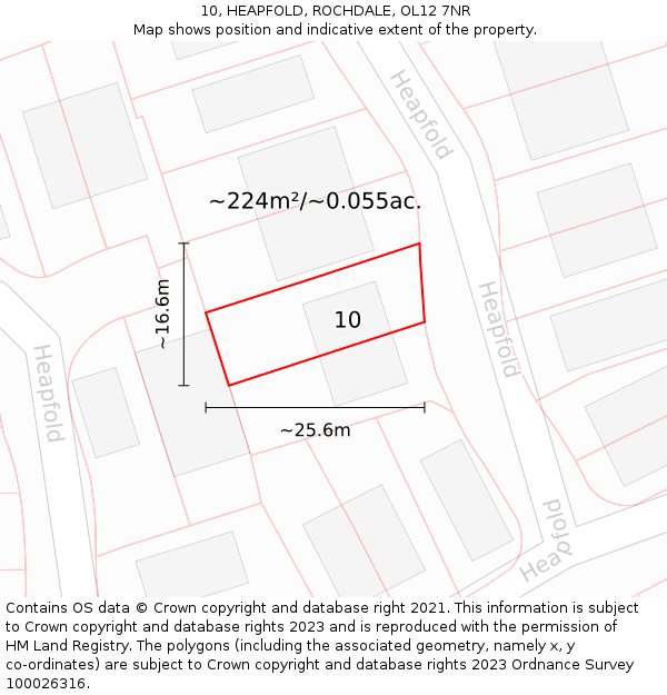 10, HEAPFOLD, ROCHDALE, OL12 7NR: Plot and title map