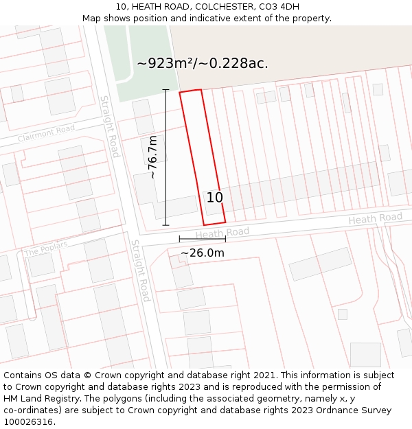10, HEATH ROAD, COLCHESTER, CO3 4DH: Plot and title map