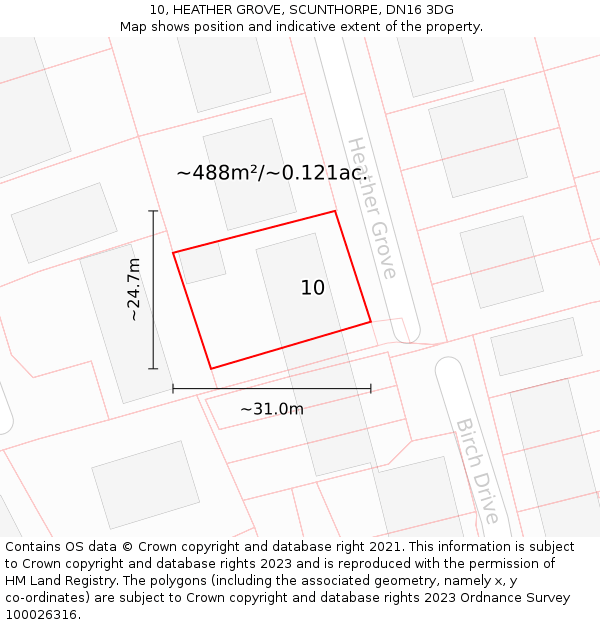 10, HEATHER GROVE, SCUNTHORPE, DN16 3DG: Plot and title map