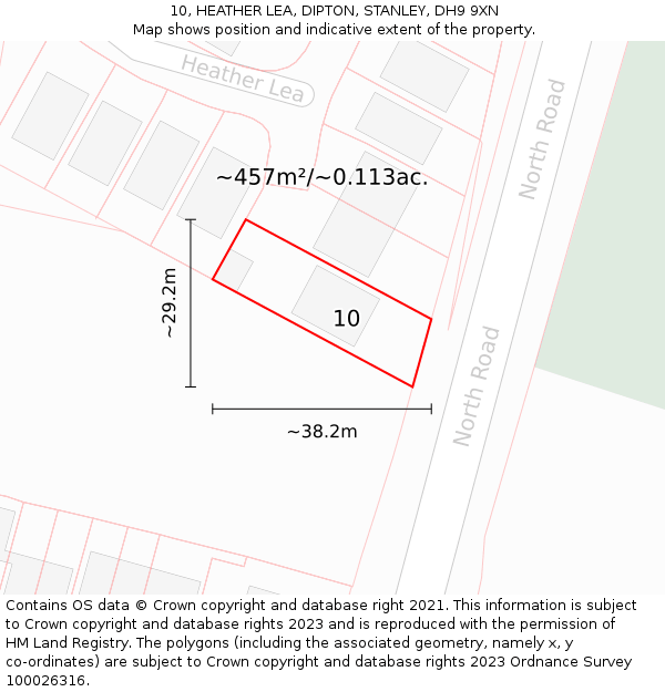 10, HEATHER LEA, DIPTON, STANLEY, DH9 9XN: Plot and title map