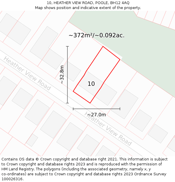 10, HEATHER VIEW ROAD, POOLE, BH12 4AQ: Plot and title map