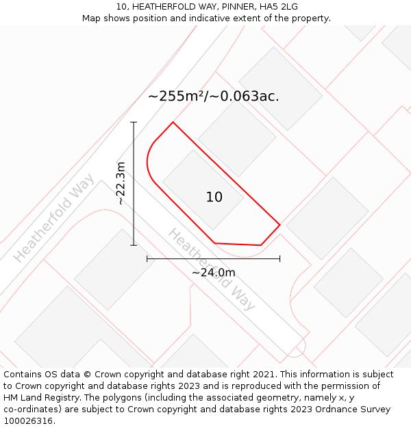 10, HEATHERFOLD WAY, PINNER, HA5 2LG: Plot and title map