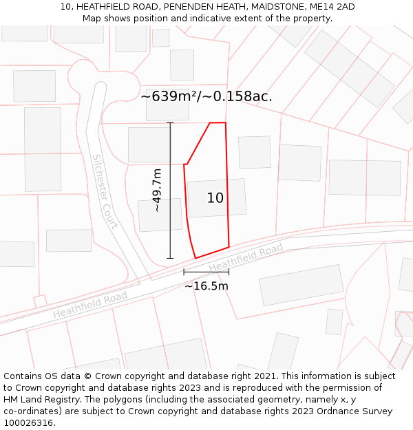 10, HEATHFIELD ROAD, PENENDEN HEATH, MAIDSTONE, ME14 2AD: Plot and title map