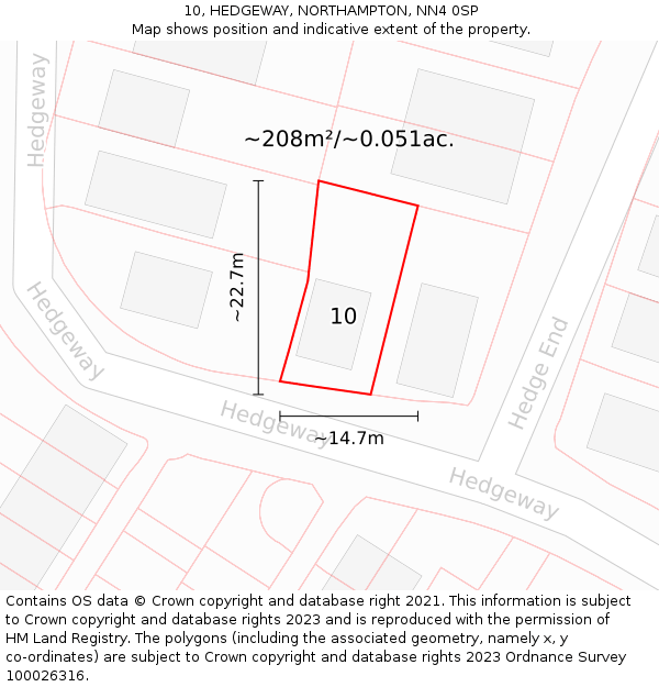 10, HEDGEWAY, NORTHAMPTON, NN4 0SP: Plot and title map