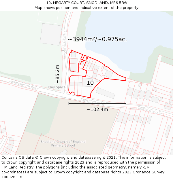 10, HEGARTY COURT, SNODLAND, ME6 5BW: Plot and title map