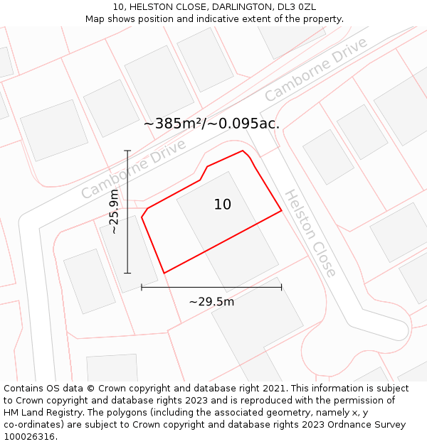 10, HELSTON CLOSE, DARLINGTON, DL3 0ZL: Plot and title map
