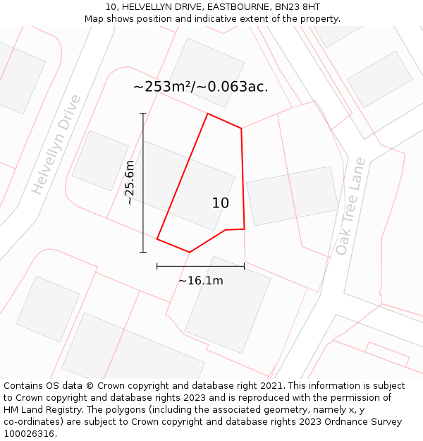 10, HELVELLYN DRIVE, EASTBOURNE, BN23 8HT: Plot and title map